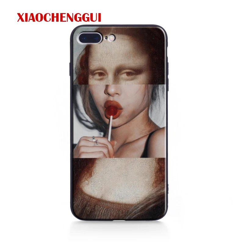 Мягкий Силиконовый ТПУ чехол для телефона с надписью Мона Лиза и забавным