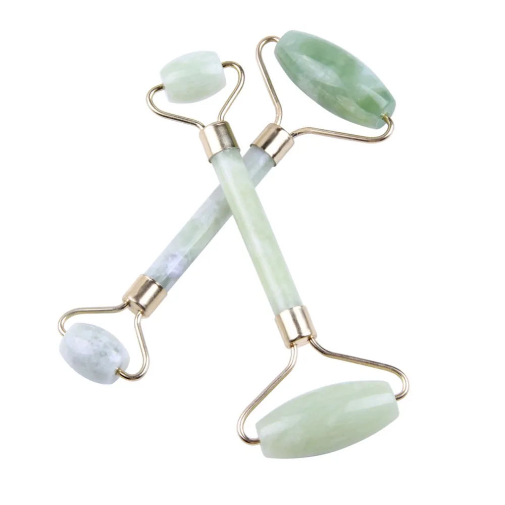 1pc Natural Reiki Healing Stones Crystal Massage Face Green Jade Roller Double Back Relax Body Spa Relaxation Skin Care Tools | Дом и сад