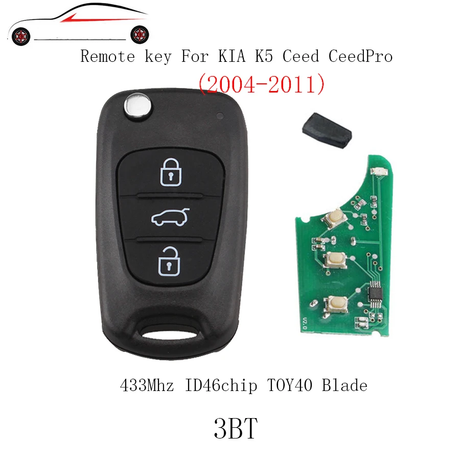 GORBIN 3BT дистанционный ключ транспондер ID46 для Kia Rio Ceed Cee 'd CeedPro Picanto 2004 2011 433Mhz &amp TOY40