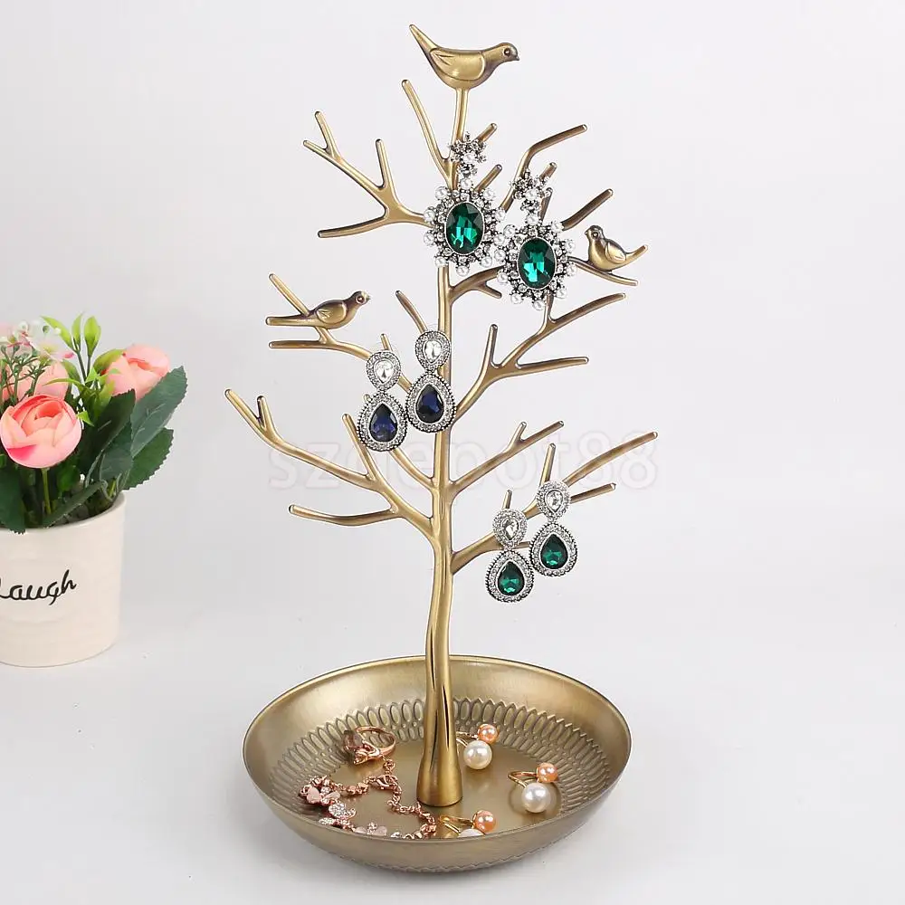 

Bird Tree Earrings Bracelet Necklace Jewelry Holder Display Stand Copper