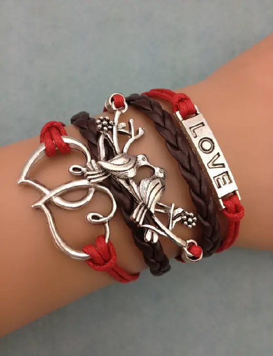 3 шт. Бесконечность ручной браслет кожаный Винтаж Браслеты дружба разнослоистое