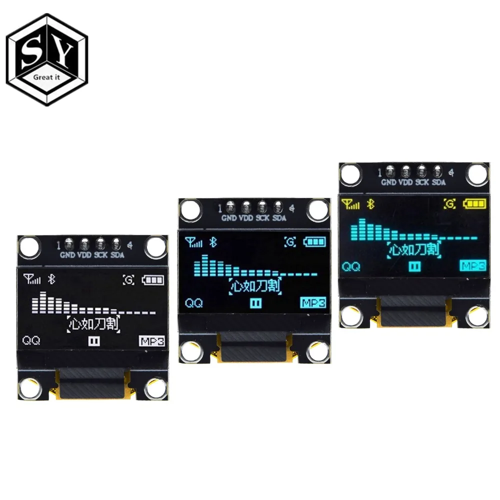 0,96 дюймов IIC Серийный белый OLED дисплей модуль 128X64 IEC SSD1306 12864 плата с ЖК-экраном GND VCC SCL SDA 0,9" для Arduino черный