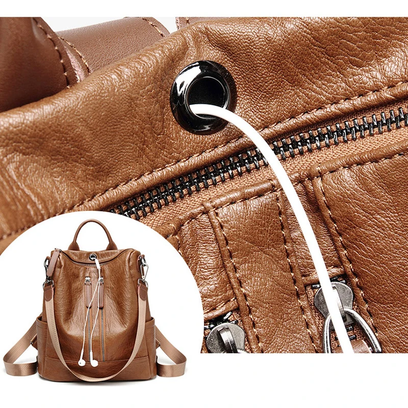 Новый женский рюкзак mochila feminina повседневный многофункциональный кожаный женская