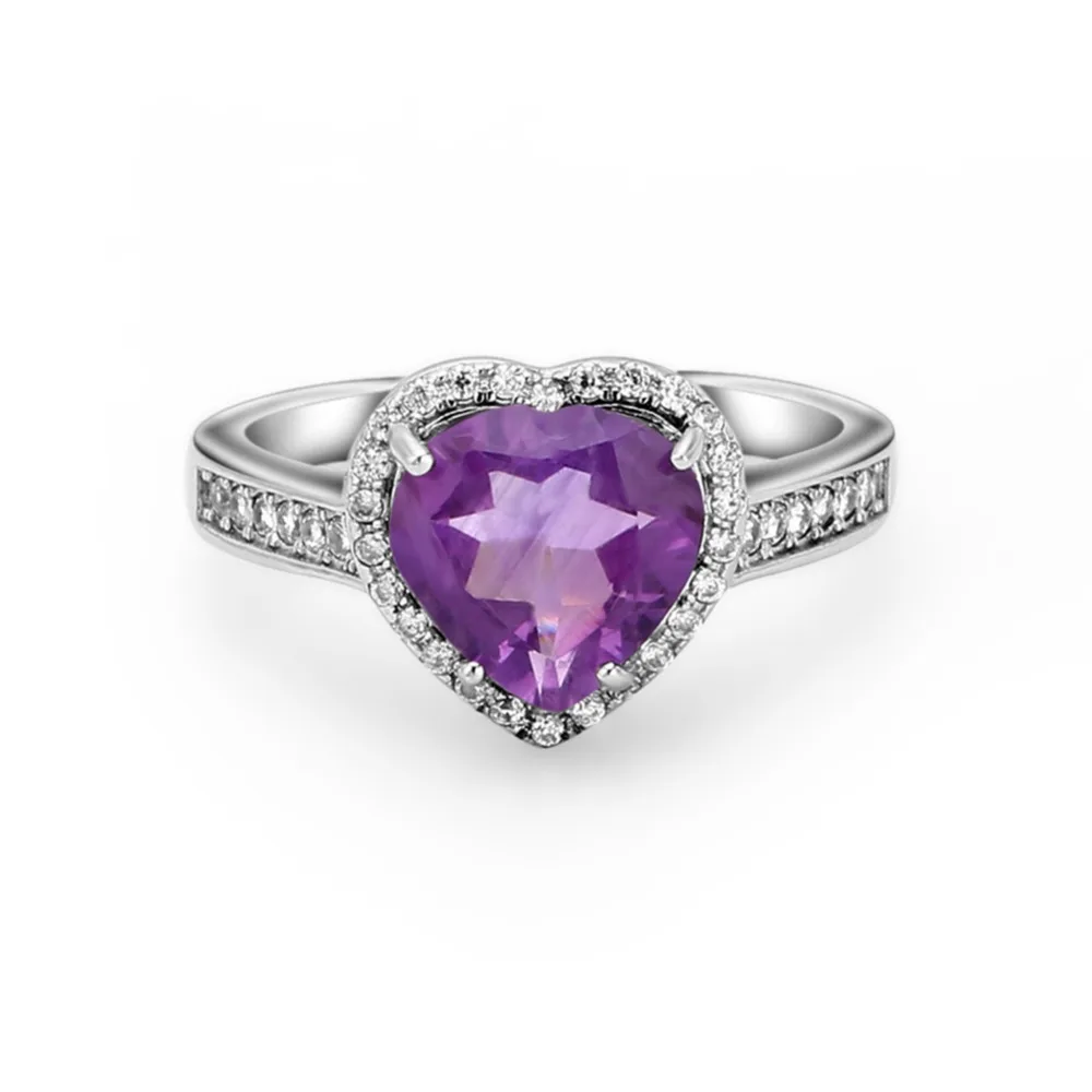 Женский балетный камень 2.17Ct в форме сердца натуральный аметистовый драгоченный
