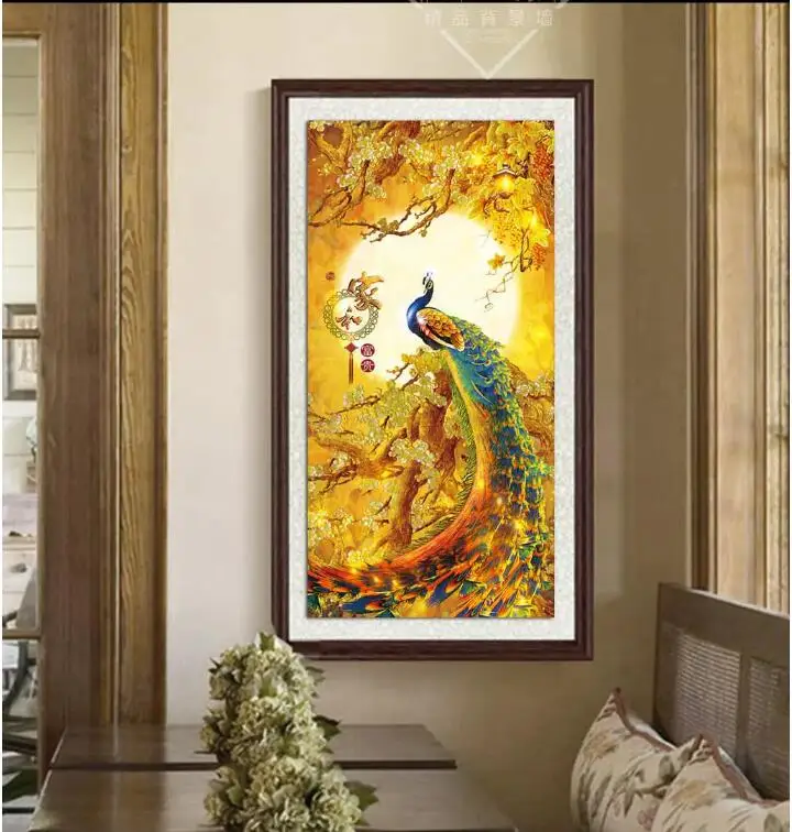 

Custom photo 3d wallpaper for walls in rolls Golden phoenix peacock porch Living room home decor wallpaper for walls 3 d