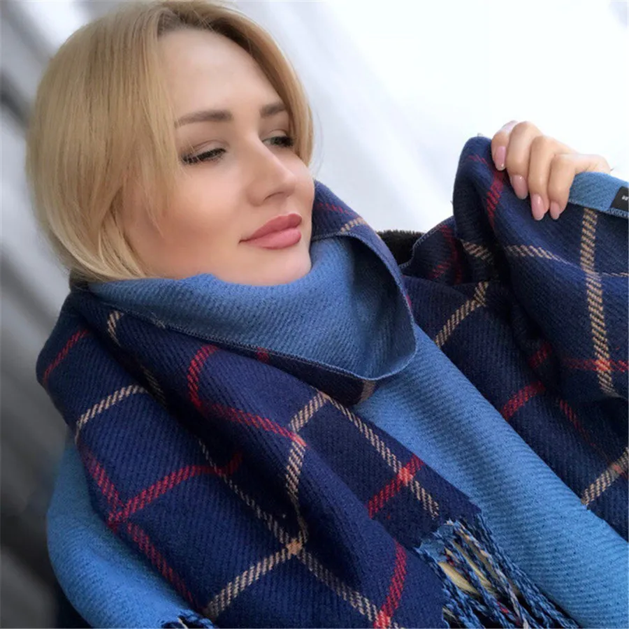 [Lakysilk] дизайнерский клетчатый шарф для женщин, кашемировые зимние шали и палантины для девушек, брендовые модные большие шарфы, высокое качество