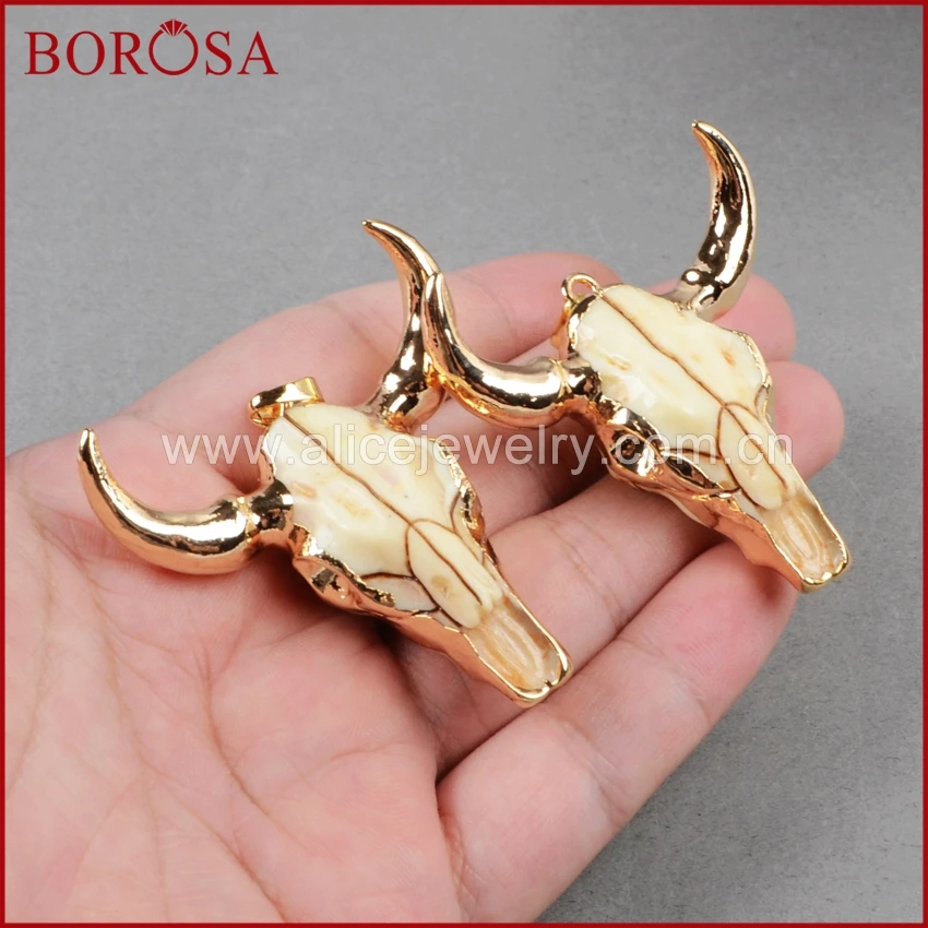 Бусина с головой буйвола BOROSA бусина золотого цвета шармом в виде быка и крупного