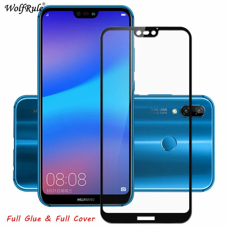 2 шт. Защитная пленка для ЖК экрана Huawei P20 Lite Полное закаленное стекло Nova 3E полное