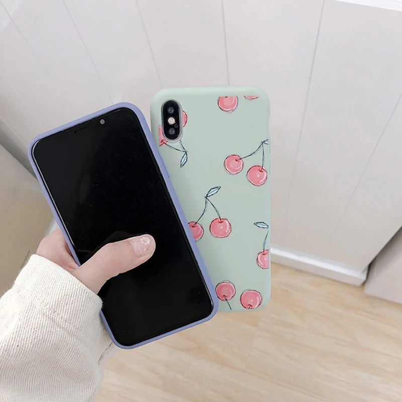 GlamPhoneCase Cute Cartoon Cherry Phone Case for iPhone XS Max XR X 7/8 /6/6S Plus Soft Tpu Back Cover |