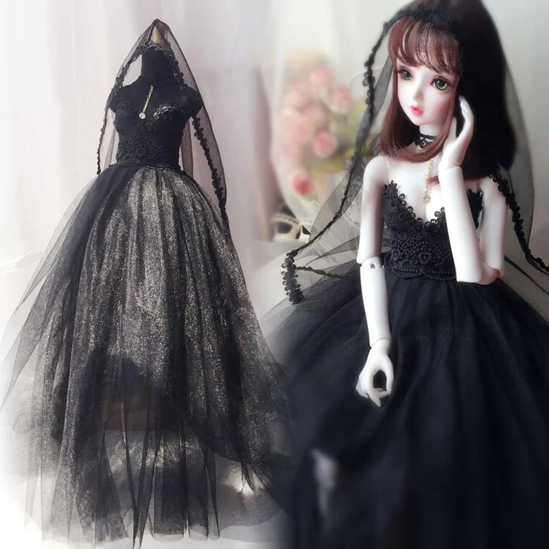 Новая черная длинная юбка платье на свадьбу 1/3 1/4 BJD Кукла sd msd одежда|Куклы| |