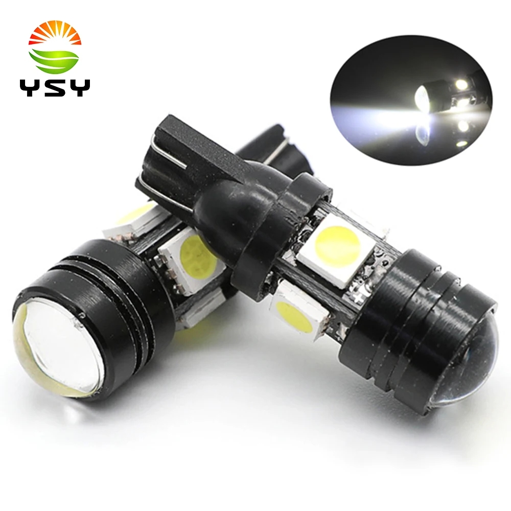 

YSY T10 White Blue W5W Wedge Led 194 168 5050 4SMD + 1.5W Lens Light scatter Bulbs Car Led Auto Lamp Tail Bulb width lamp licens