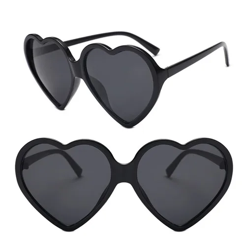 Bright Black Женские летние подходящие ко всему солнцезащитные очки в форме сердца, солнцезащитные очки, средняя оправа, винтажные очки - Цвет: Bright Black