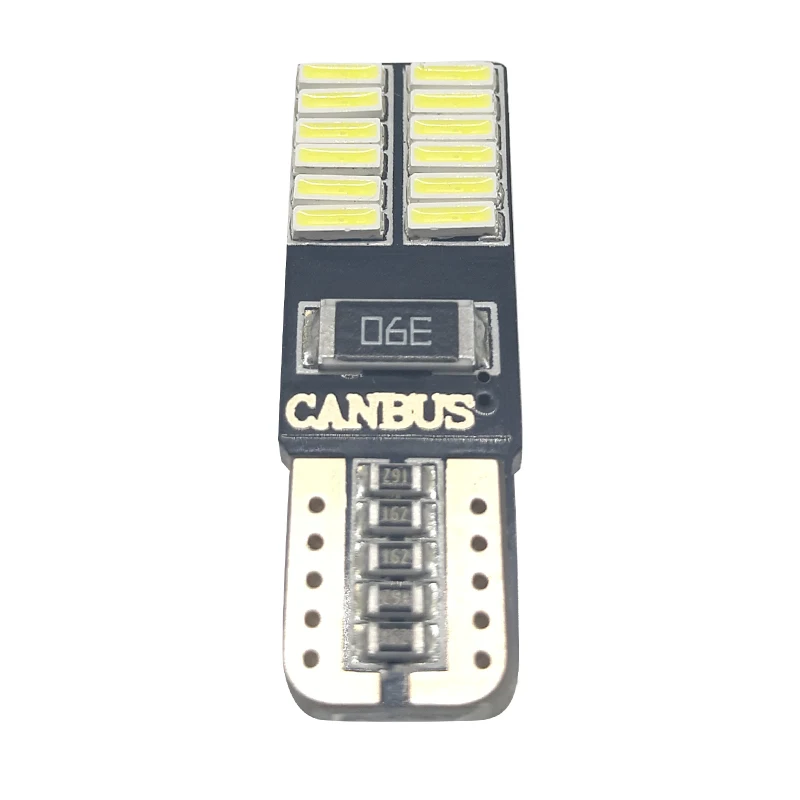 2 шт. лампа для багажника led T10 24 SMD 3014 чипов Больше цветов CanBus w5w подсветка
