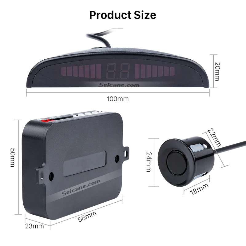 Seicane Car Parking Sensor with 4 Sensors Parktronic Radar System Auto Alert LED Display Kit Fitting Rearview Camera | Автомобили и