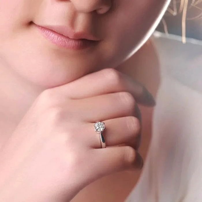 Высокая-конец шесть коготь Корона 925 стерлингов Серебряные кольца для Для женщин