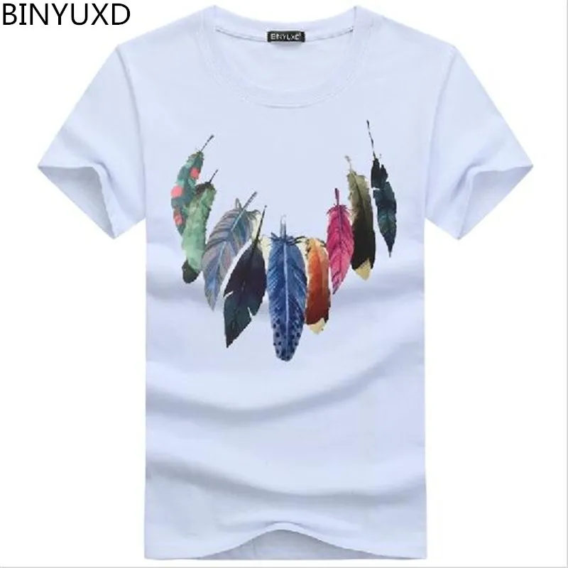 BINYUXD Мужская футболка с короткими рукавами круглым вырезом и принтом модный
