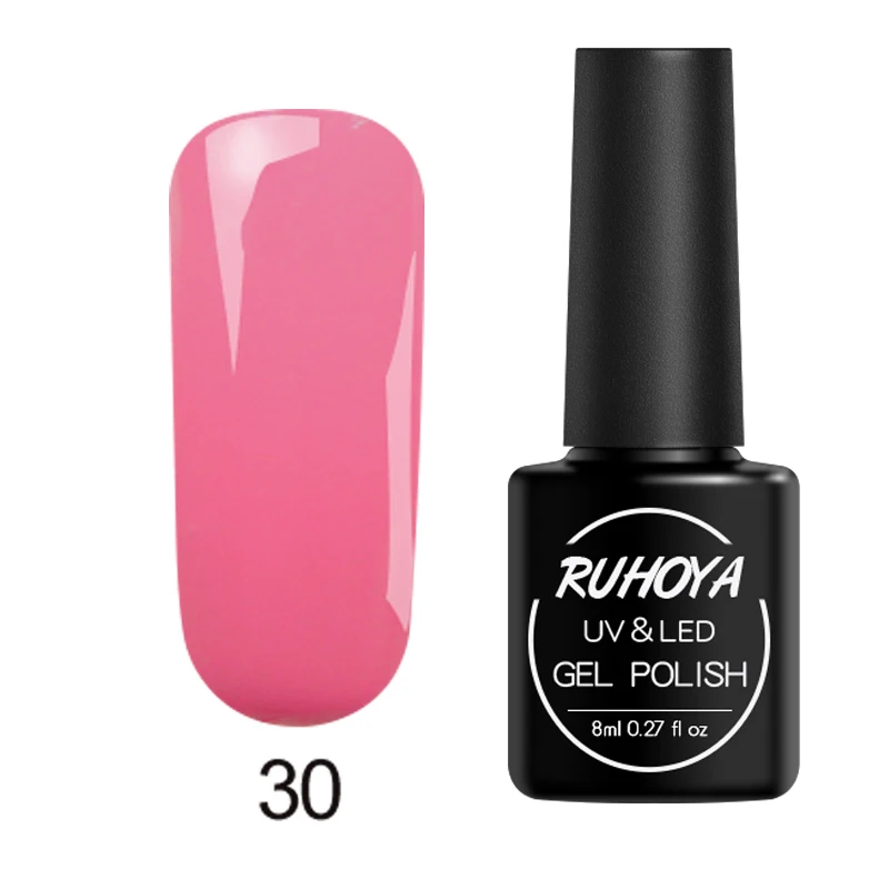 30 Ruhoya цветной УФ-светодиодный Гель-лак DIY для дизайна ногтей Полуперманентная эмаль замачиваемый УФ светодиодный чистый цвет Гель-лак для ногтей Lacuqer - Цвет: 30