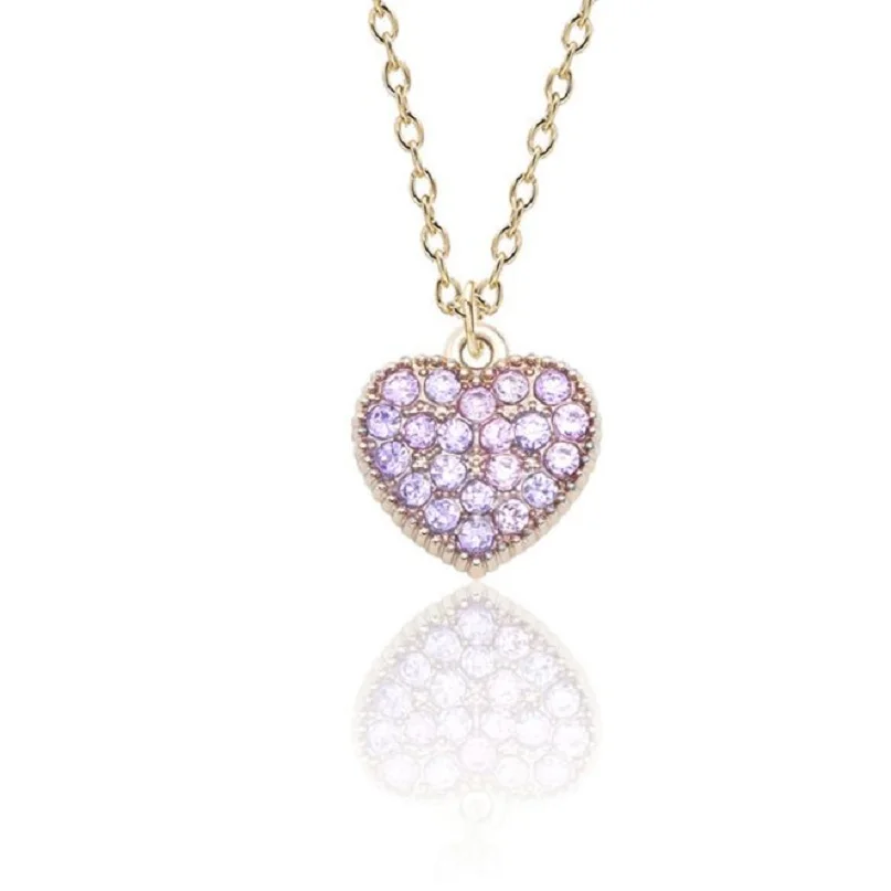 Exquisite fashion simple alloy rhinestone love necklace multi-color full heart DIY heart-shaped cute hanging | Украшения и