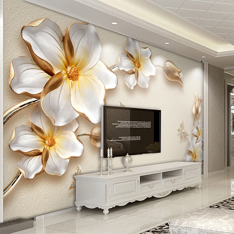 Пользовательские фотообои 3D стереоскопический роскошный золотой цветок