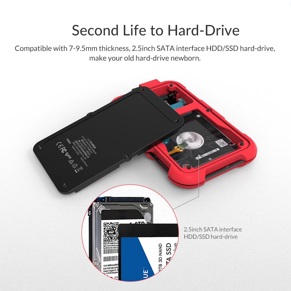 ORICO 2,5 до 3,5 дюйма адаптер жесткого диска HDD Caddy Поддержка SATA 3,0 Поддержка 7/9,5/12,5 мм 2,5 дюймов SATA hdd и SSD(1125SS