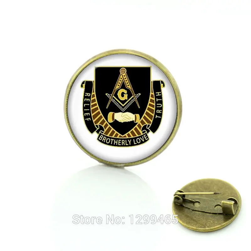 

Masonic sign New Fashion for men and women Masonic symbol Glass cabochon dome brooches pin Jewelry Wholesale Christmas gift C224