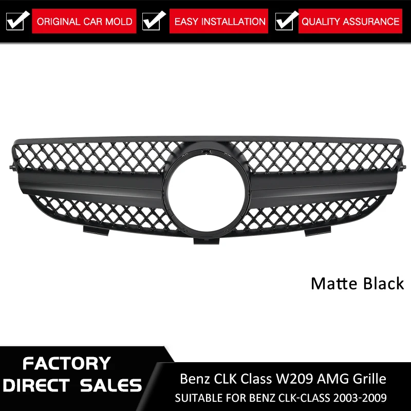 Автомобильная гоночная решетка для Mercedes Benz W209 Grill CLK 2003-2009 хромированная сетка радиатора переднего бампера нижняя модификация