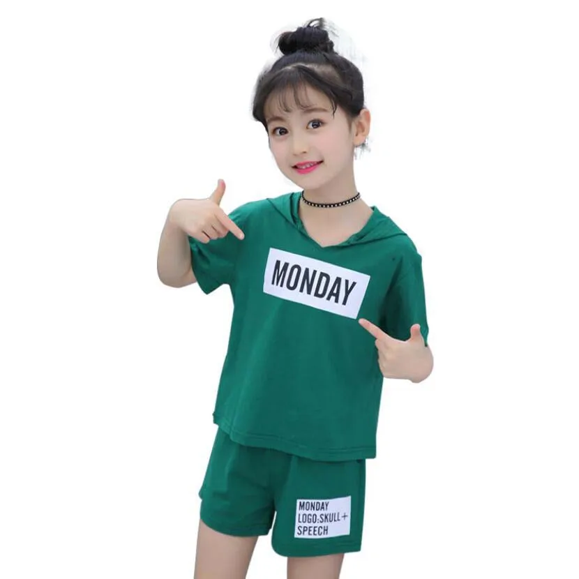 Комплекты летней одежды для девочек детская футболка с надписью хлопковая