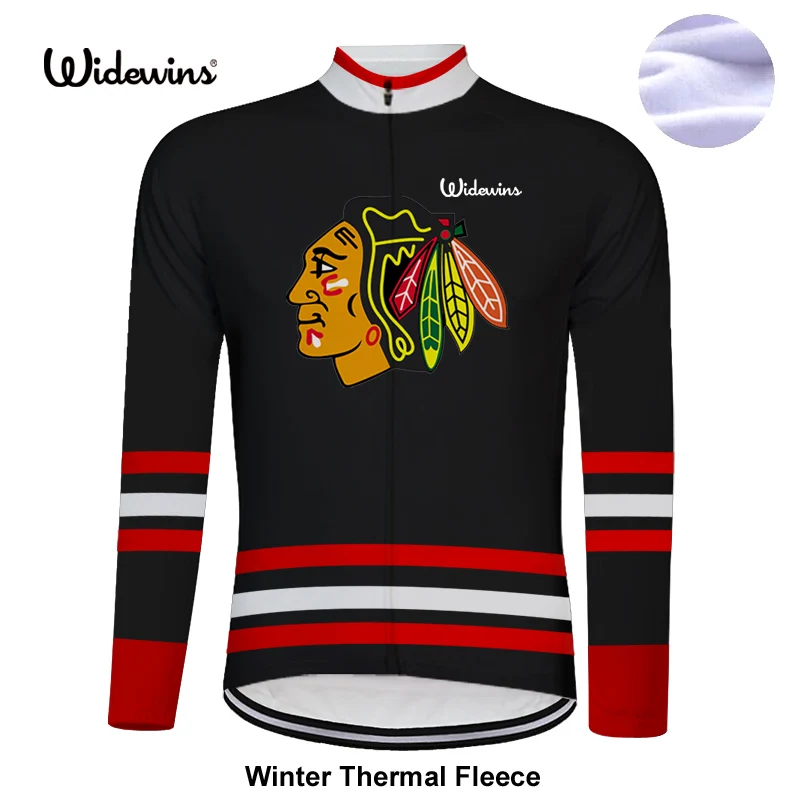 Chicago blackhawks Pro тканевая зимняя высококачественная велосипедная Джерси, длинная гоночная профессиональная велосипедная Джерси, Зимняя Теплая Флисовая 8002