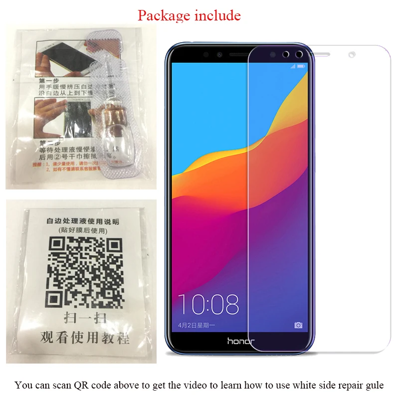 Закаленное стекло 9H для Huawei Honor 8X Max 8C 10 9 8 Lite Mate 20 X P20 Pro Y9 2018 пленка стекла с белым
