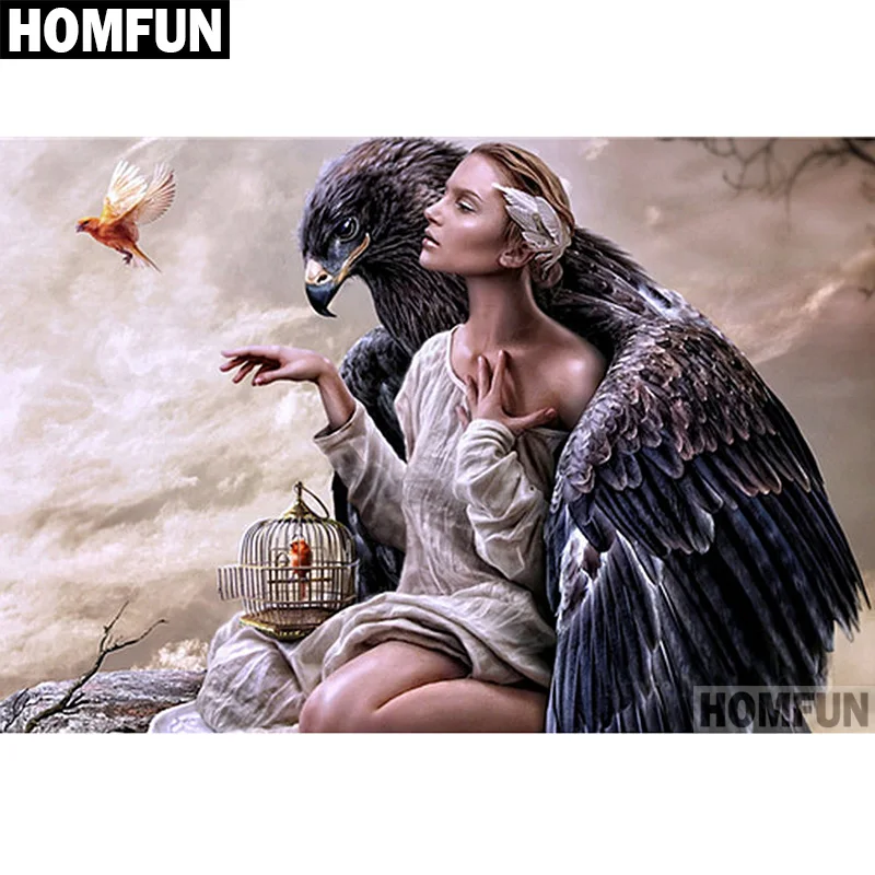 HOMFUN 5D Алмазная живопись полного сверления Вышивка "Красота орла" Картина из стразов Ручной работы Домашний декор A00547.