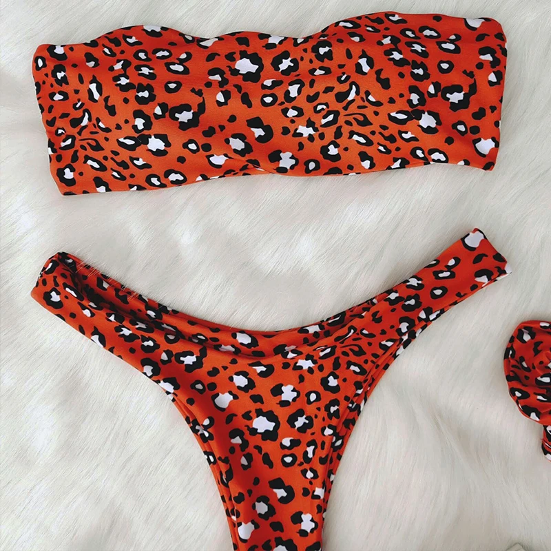 Peachtan Leopard print bikini 2019 micro High cut swimsuit female Sexy red bandeau swimwear women bathing suit biquini summer |