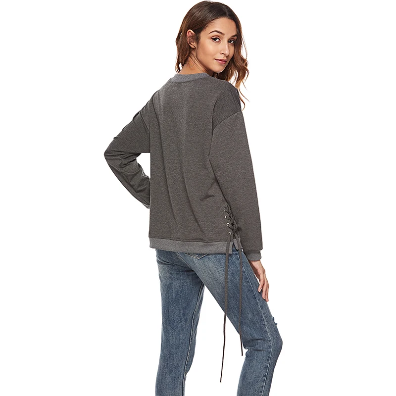 Осенние женские толстовки с круглым вырезом свитшоты боковым швом Свободный
