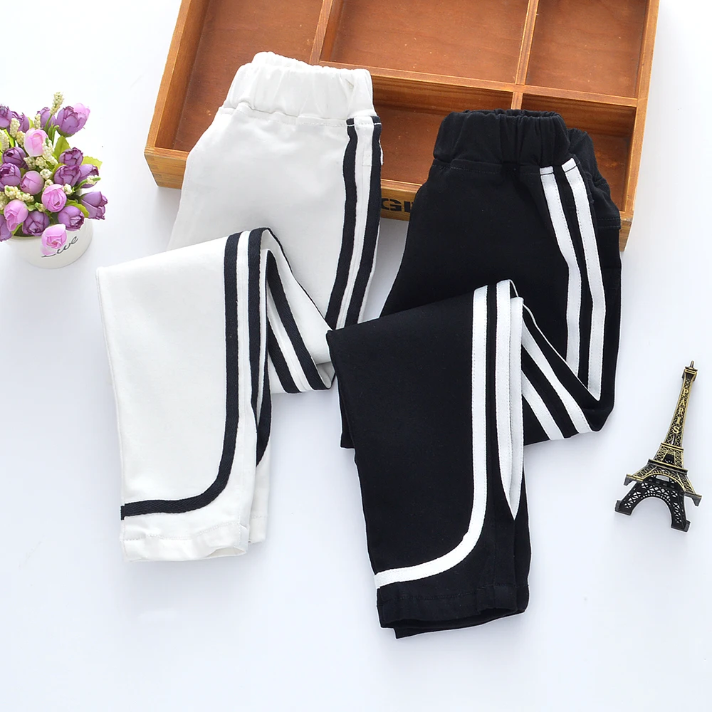 Повседневные штаны для девочек весна осень 2019 Детские однотонные хлопковые