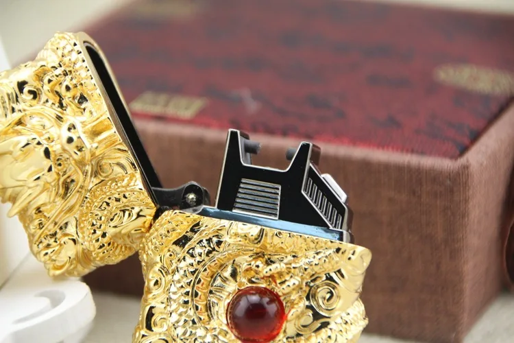 Главный китайский дракон дуга удар сигарета Золотая зажигалка сигареты курить usb зарядка Электрический бензин многоразового использования