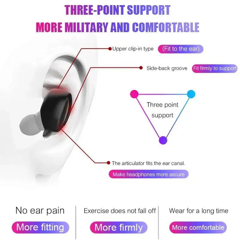 TWS Беспроводные Мини Bluetooth наушники с микрофоном 3D стерео звук спортивные для