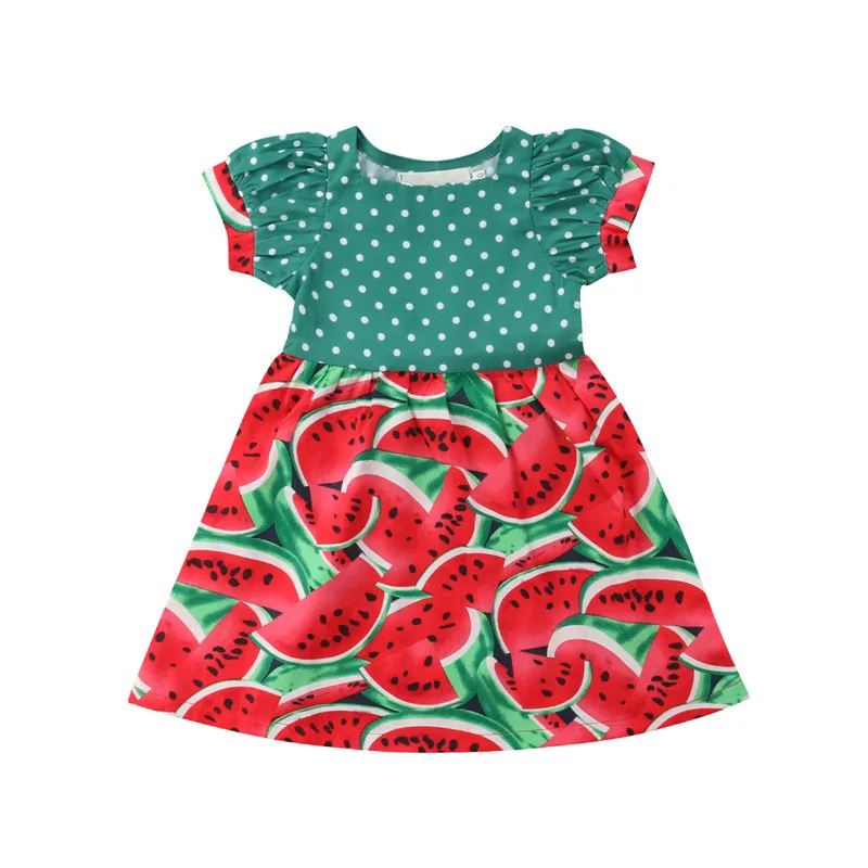 2018 Watermelon Print Toddler Infant Kid Baby Girl Princess Dress Party Wedding Pageant Tutu Dresses Clothes | Мать и ребенок