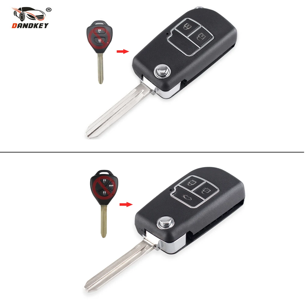 Dandkey 20x раскладной дистанционный чехол для ключей 2 3 кнопки Toyota Camry Corolla Reiz RAV4 Fob
