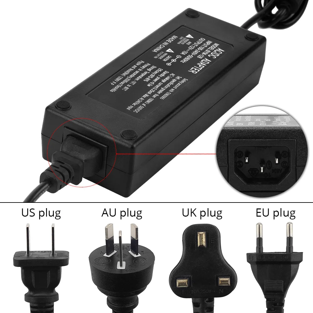 DC 12V 5A AC адаптер питания для светодиодной ленты 5050 3528 5630 3014 источник с US/UK/EU/AU