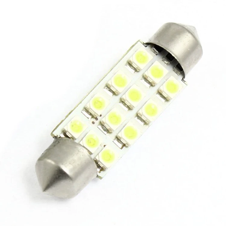 

TOYL!! 2 Pcs 1210 SMD 12 White LED 42MM Car Festoon License Plate Lamp