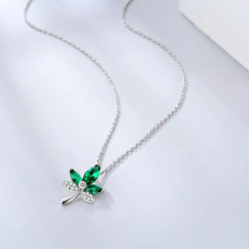 E ювелирные изделия зеленый кленовый лист 925 стерлингового серебра кулон