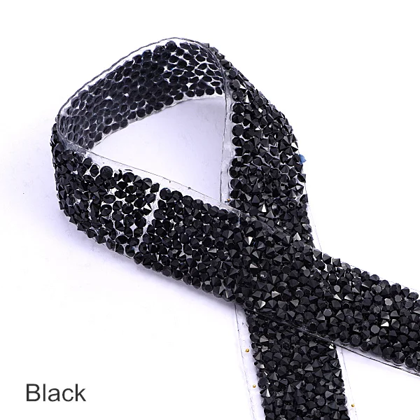 Black 1 ярд/лот ширина 3 см много цветов стразы окантовка серебряные стразы окантовка пояса стразы Обрезка DIY B3681 - Цвет: Black
