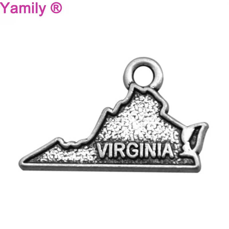 

12 шт., подвеска в виде карты Вирджинии, 22x14 мм