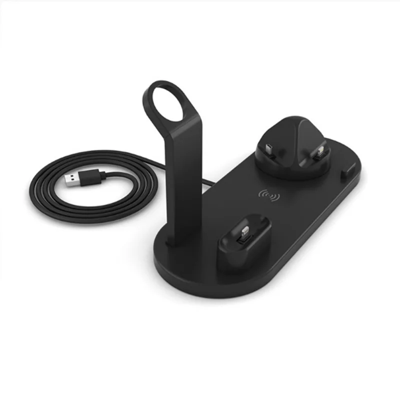 BLACK 3 в 1 быстро Беспроводной Зарядное устройство станции с Тип usb C Micro USB Беспроводной Беспроводная зарядка для Iphone X apple Watch 4/3/2/1 Airpods 1/2 - Тип штекера: BLACK