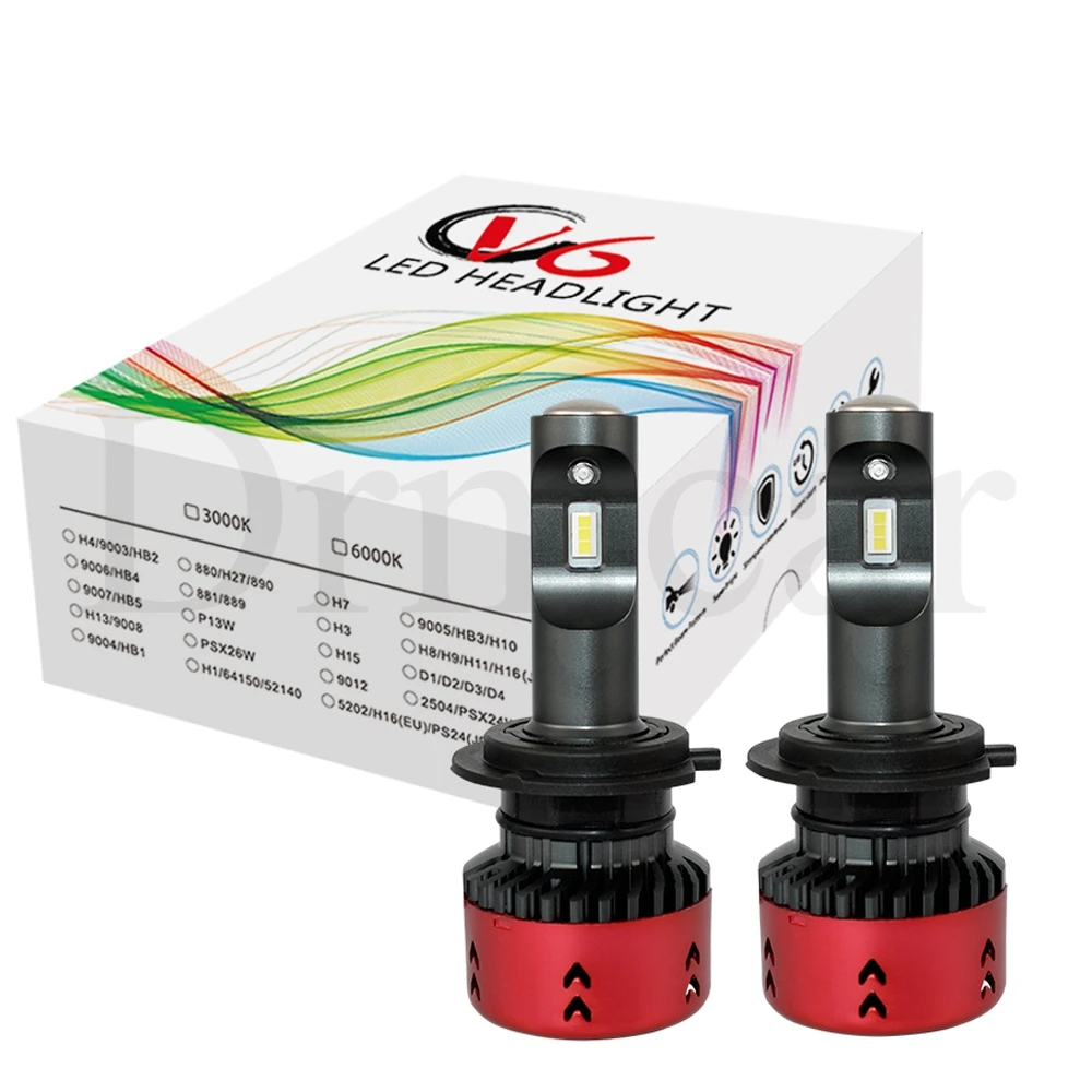 2X V6 H4 H7 H1 H3 H8 H15 HB3 HB4 P13W PSX24W фар Противотуманные фары автомобиля СИД 70W 9600LM высокое ближнего и дальнего света лампы авто мобильных лампы 6000 К DC 11~ 30