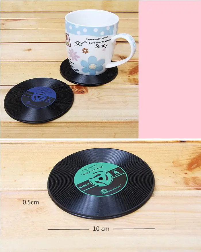 Удивительная 100 шт./компл. Ретро виниловый проигрыватель подставки под напитки