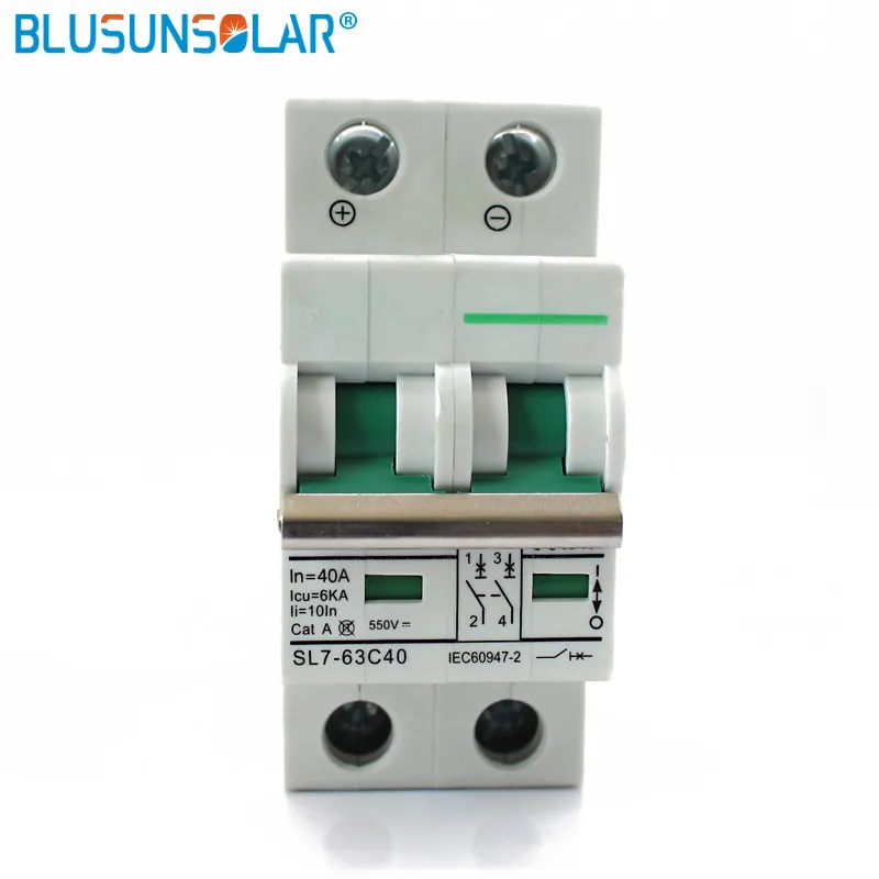 20pec 2pole 25a 32a 40a 50a 63a DC550V MCB DC выключатель солнечной энергии фотоэлектрический (pv)