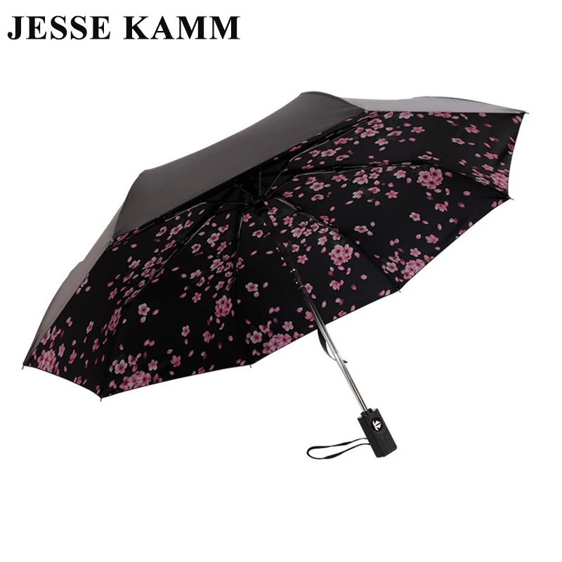 JESSEKAMM персиковые цветущие автоматические компактные складные зонты от солнца