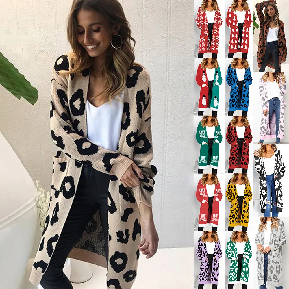 Casual Cardigan Women 2022 Winter Christmas Sweater Deer Printed Long Sleeve Plus Size |