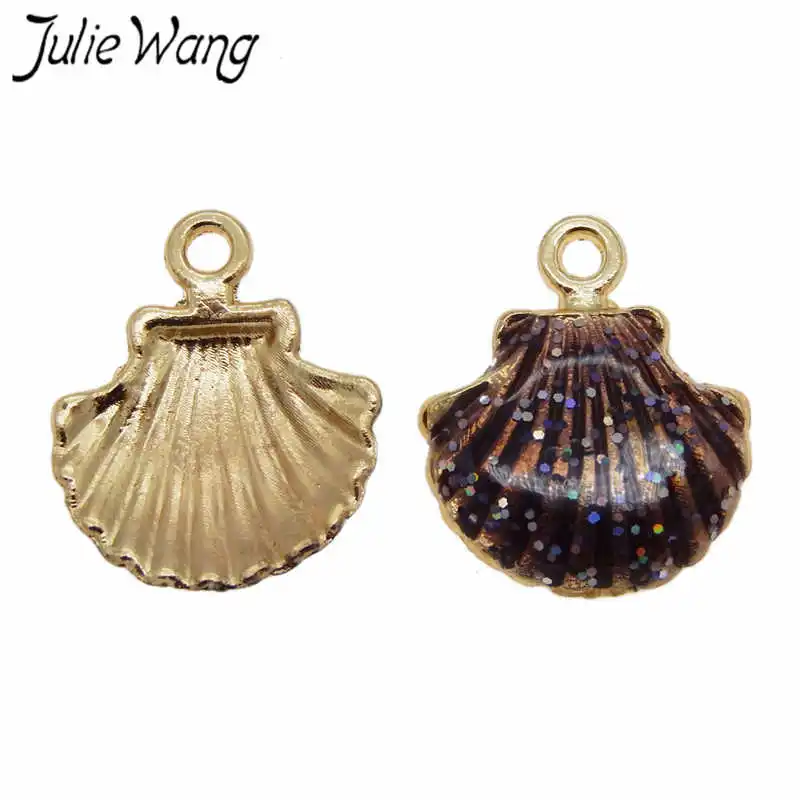 Julie Wang 15 шт красочные морские раковины в форме эмалированный сплав Шарм DIY
