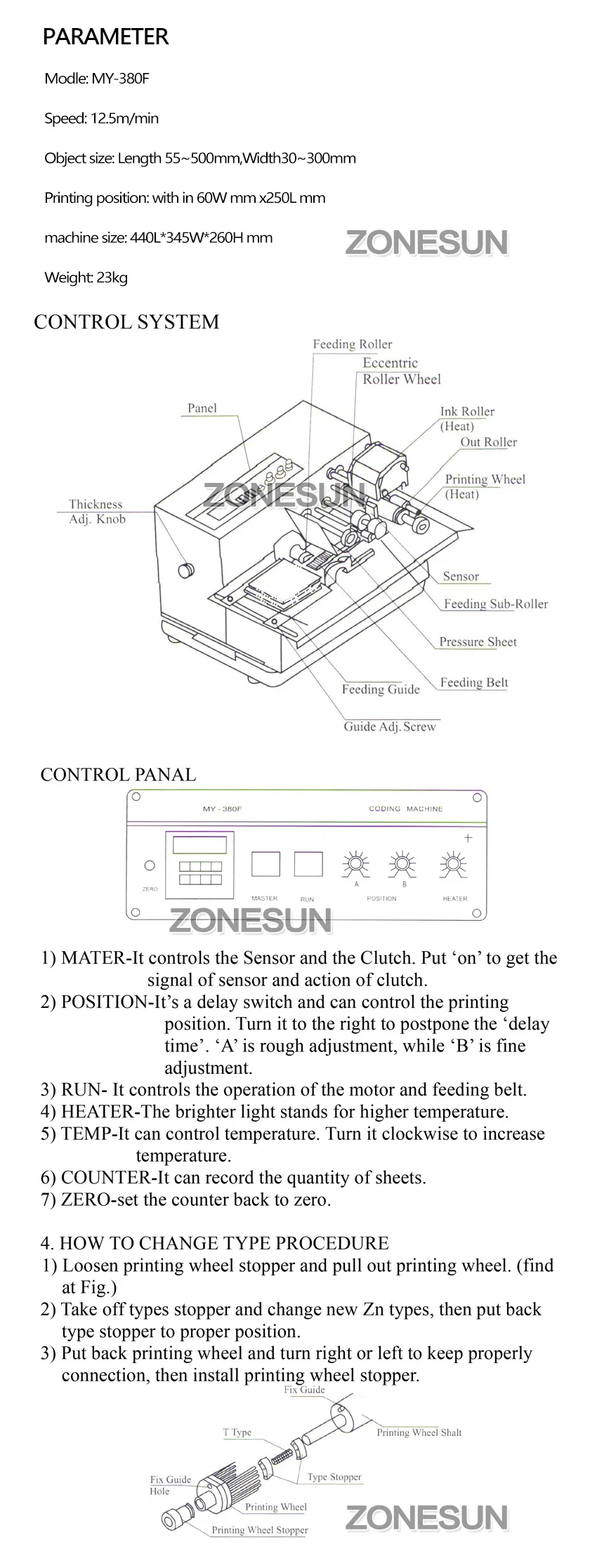 ZONESUN MY380F произвести сплошной рулон чернил кодирования карты мешок непрерывной даты печатная машина автоматический принтер
